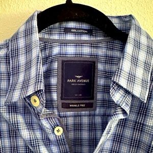 Dress shirt S 39cm checkered blue Park Avenue